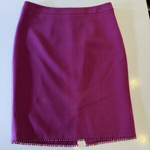 Ann Taylor Fuschia Pink Pencil Skirt with trim detail - size 10